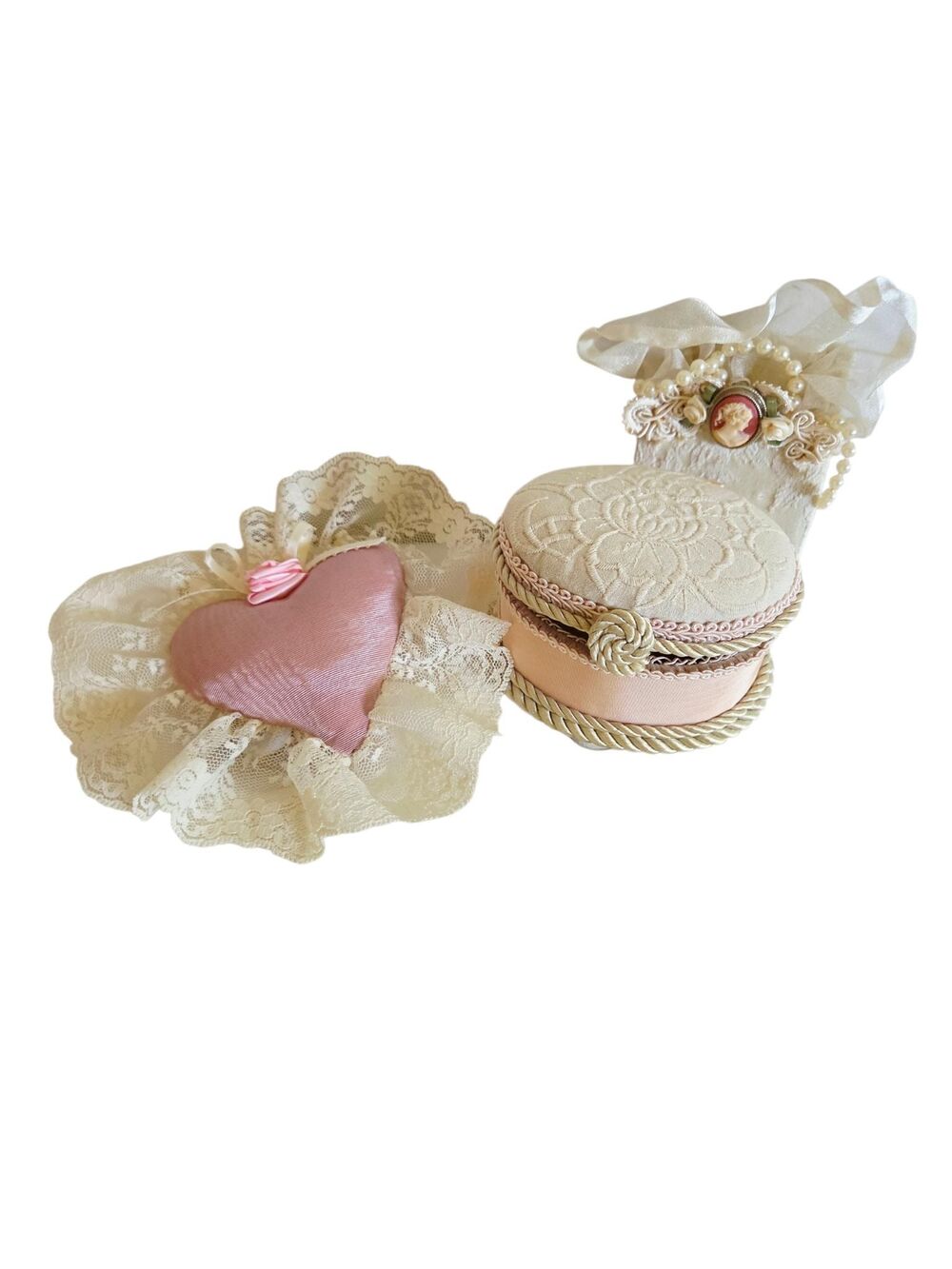 Vintage Victorias Secret Boudoir Set Trinket Box Heart Plaque Prop